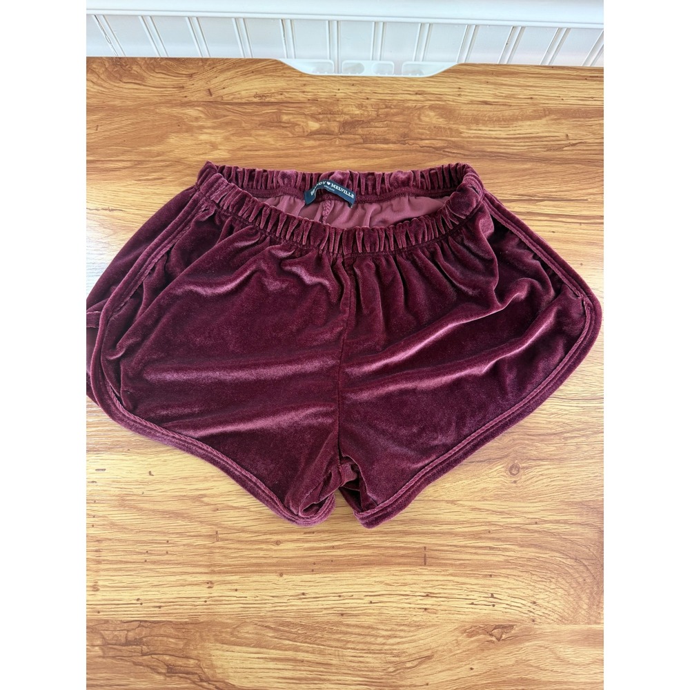 Brandy Melville Burgundy Velvet Dolphin Hem Lounge Shorts One Size